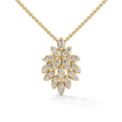 Elegant Gold Leaf Lab Grown Diamond Pendant
