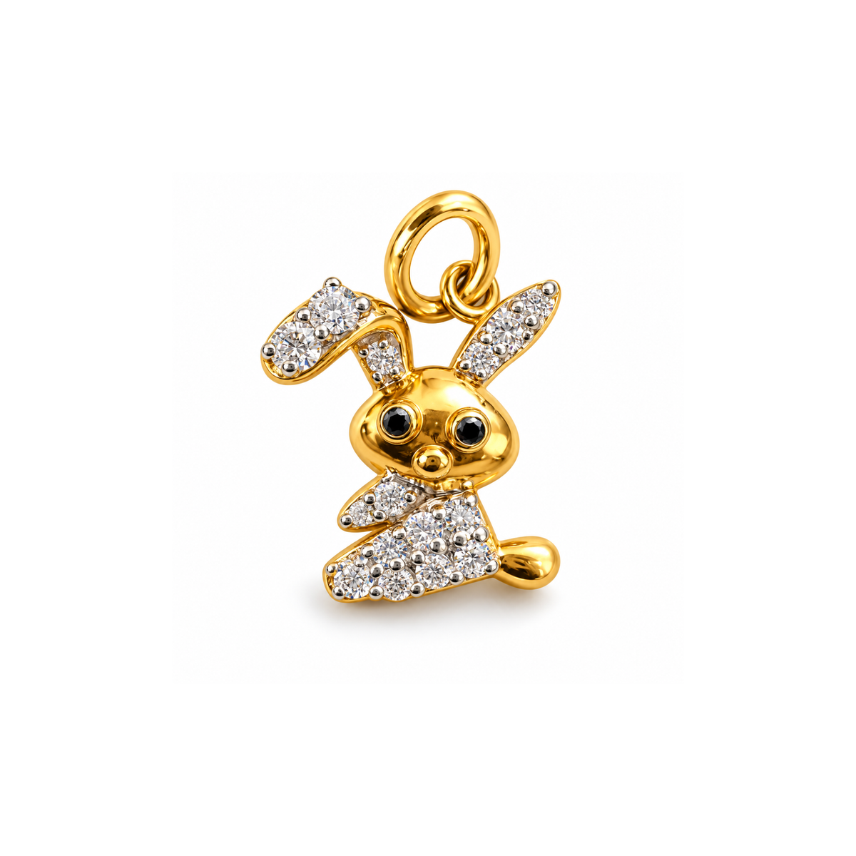 Golden Bunny Lab Grown Diamond Pendant