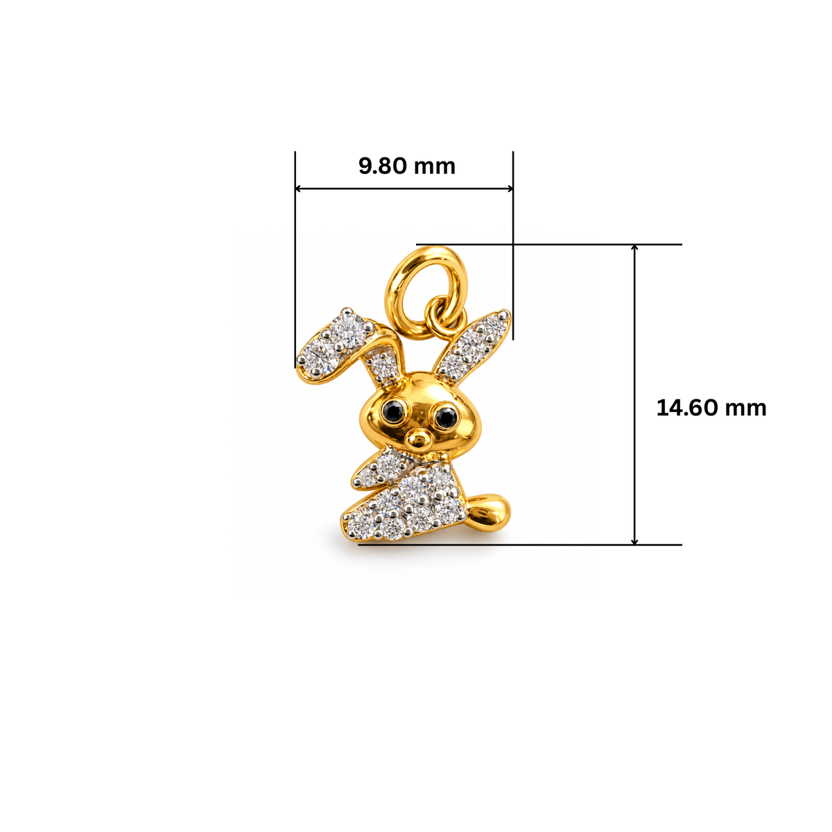 Golden Bunny Lab Grown Diamond Pendant