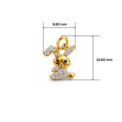 Golden Bunny Lab Grown Diamond Pendant