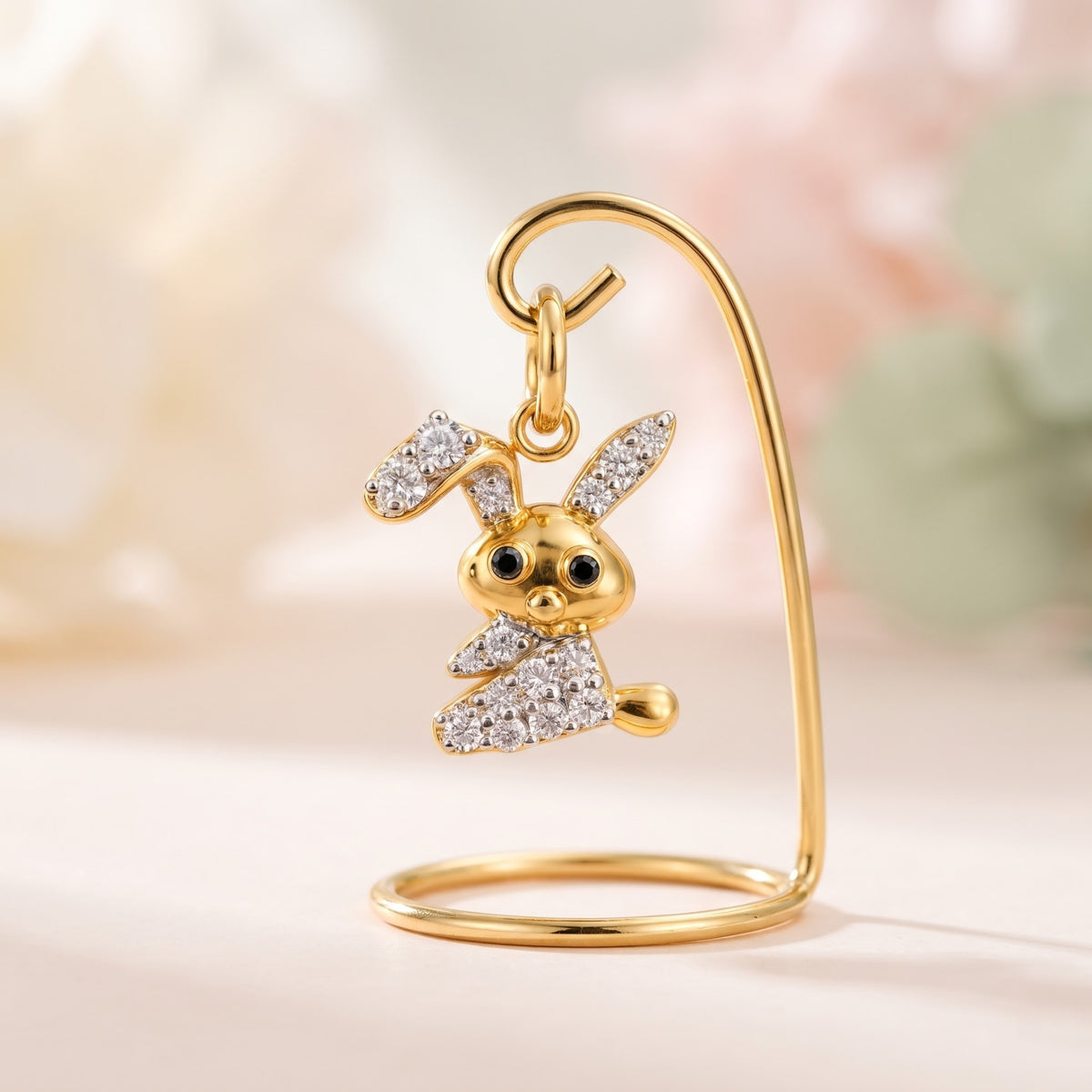 Golden Bunny Lab Grown Diamond Pendant