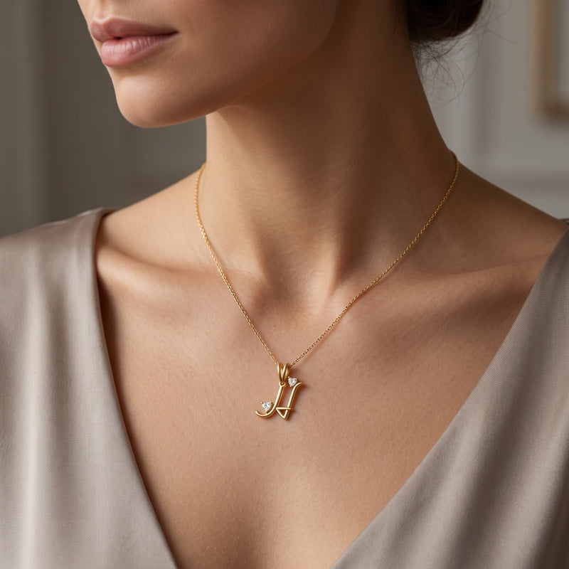 Heavenly Hearts Initial Lab Grown Diamond Pendant