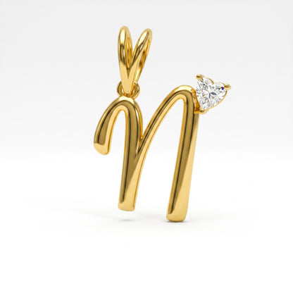 Noble Heart "N" Lab Grown Diamond Pendant