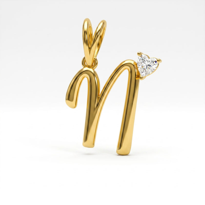 Noble Heart "N" Lab Grown Diamond Pendant