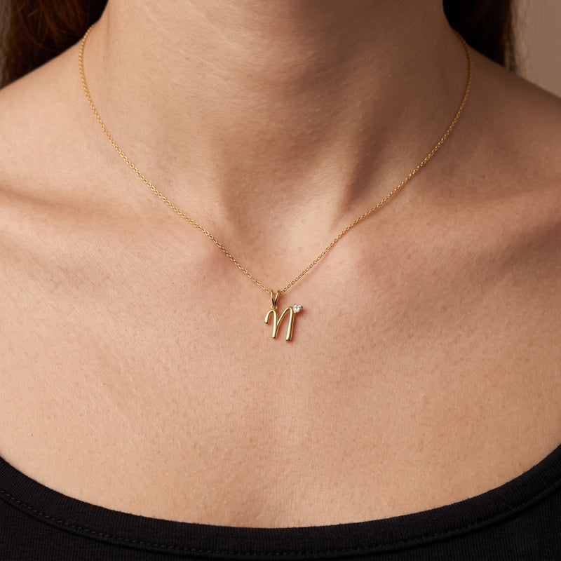 Noble Heart "N" Lab Grown Diamond Pendant