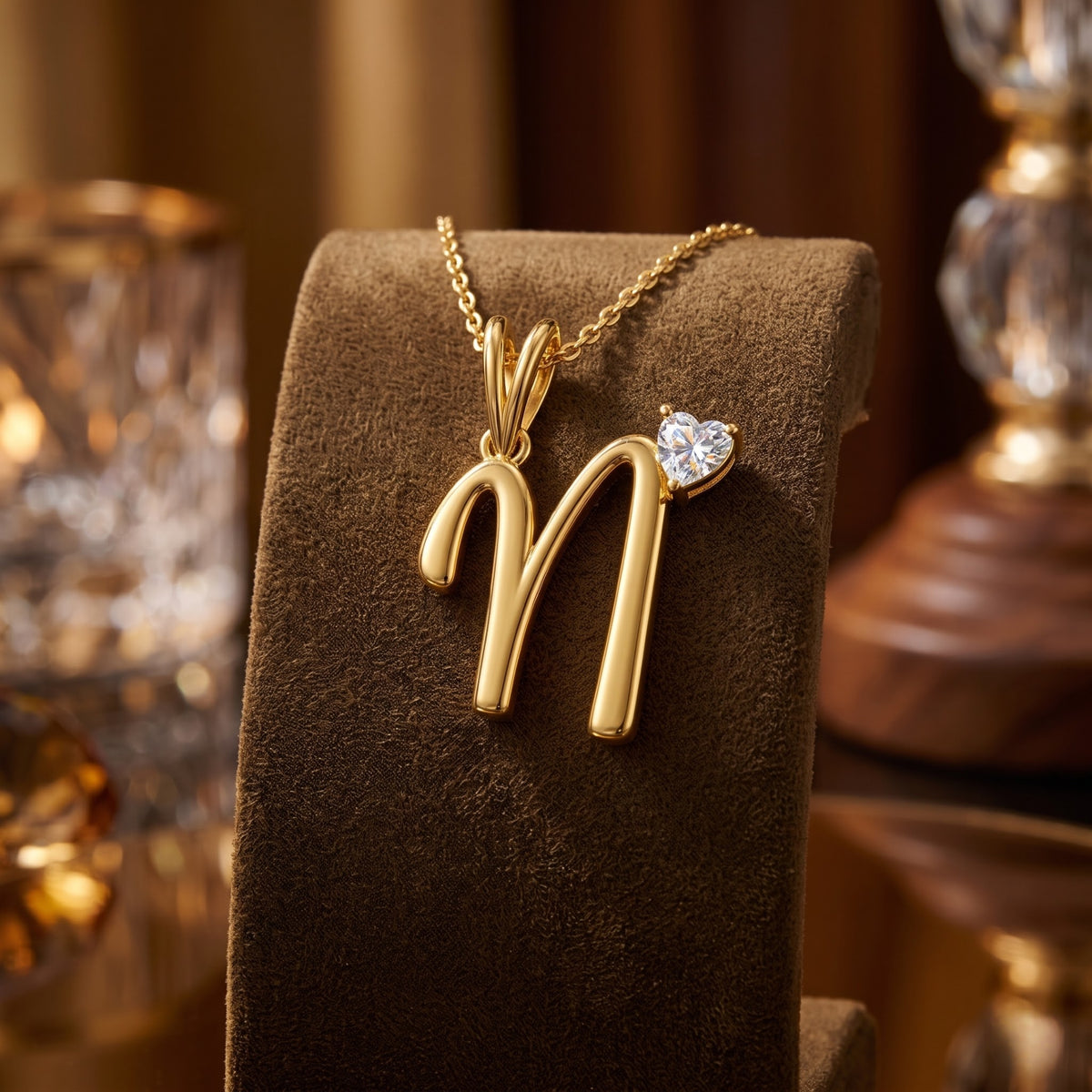Noble Heart "N" Lab Grown Diamond Pendant