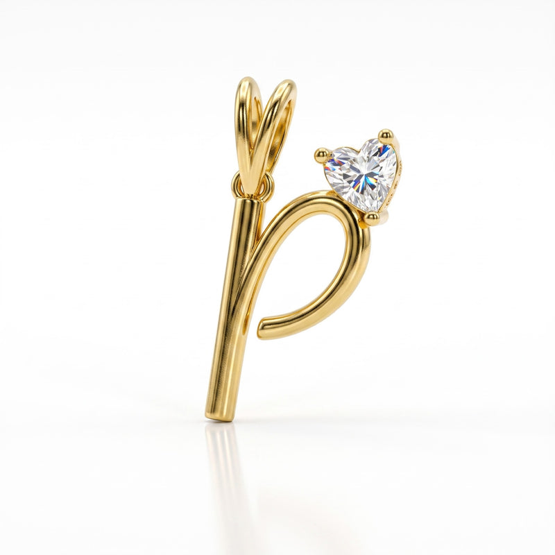 Pure Heart "P" Lab Grown Diamond Pendant
