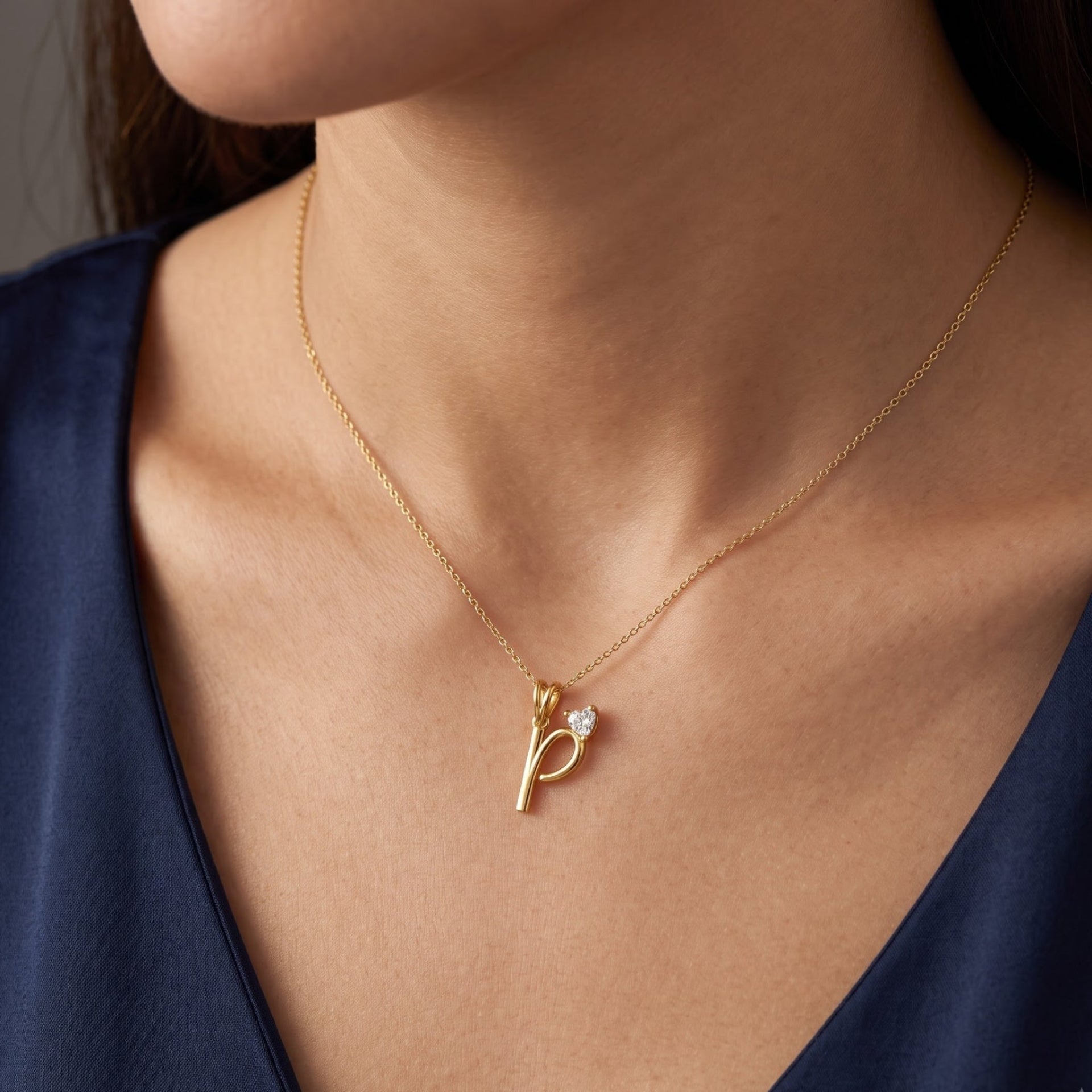 Pure Heart "P" Lab Grown Diamond Pendant
