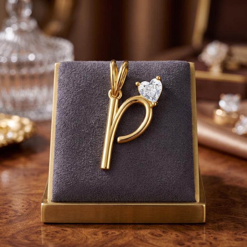 Pure Heart "P" Lab Grown Diamond Pendant