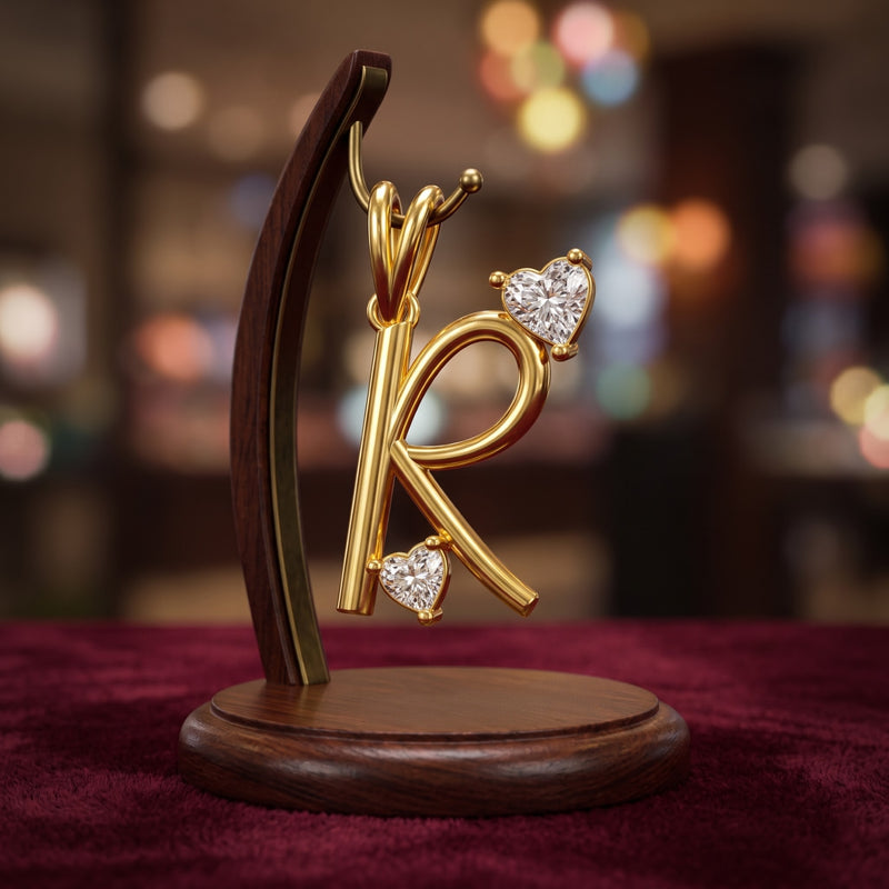 Radiant Hearts "R" Lab Grown Diamond Pendant