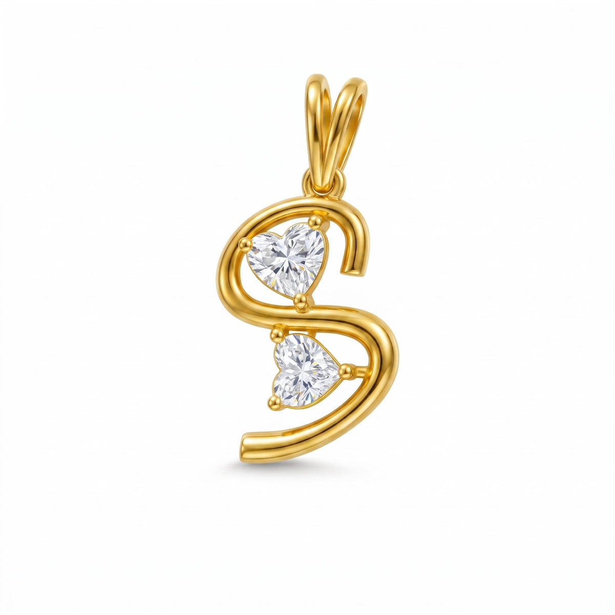 Sparkle Hearts "S" Lab Grown Diamond Pendant