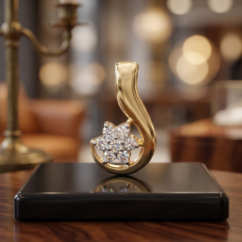 Radiant Curl Flora Lab Grown Diamond Pendant