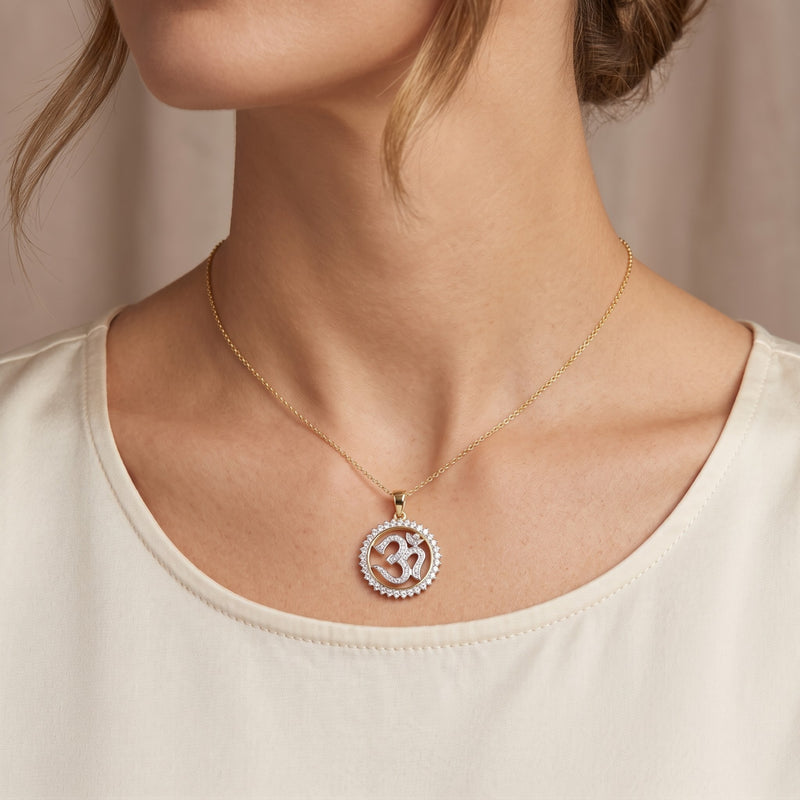 Spiritual Radiance Om Lab Grown Diamond Pendant