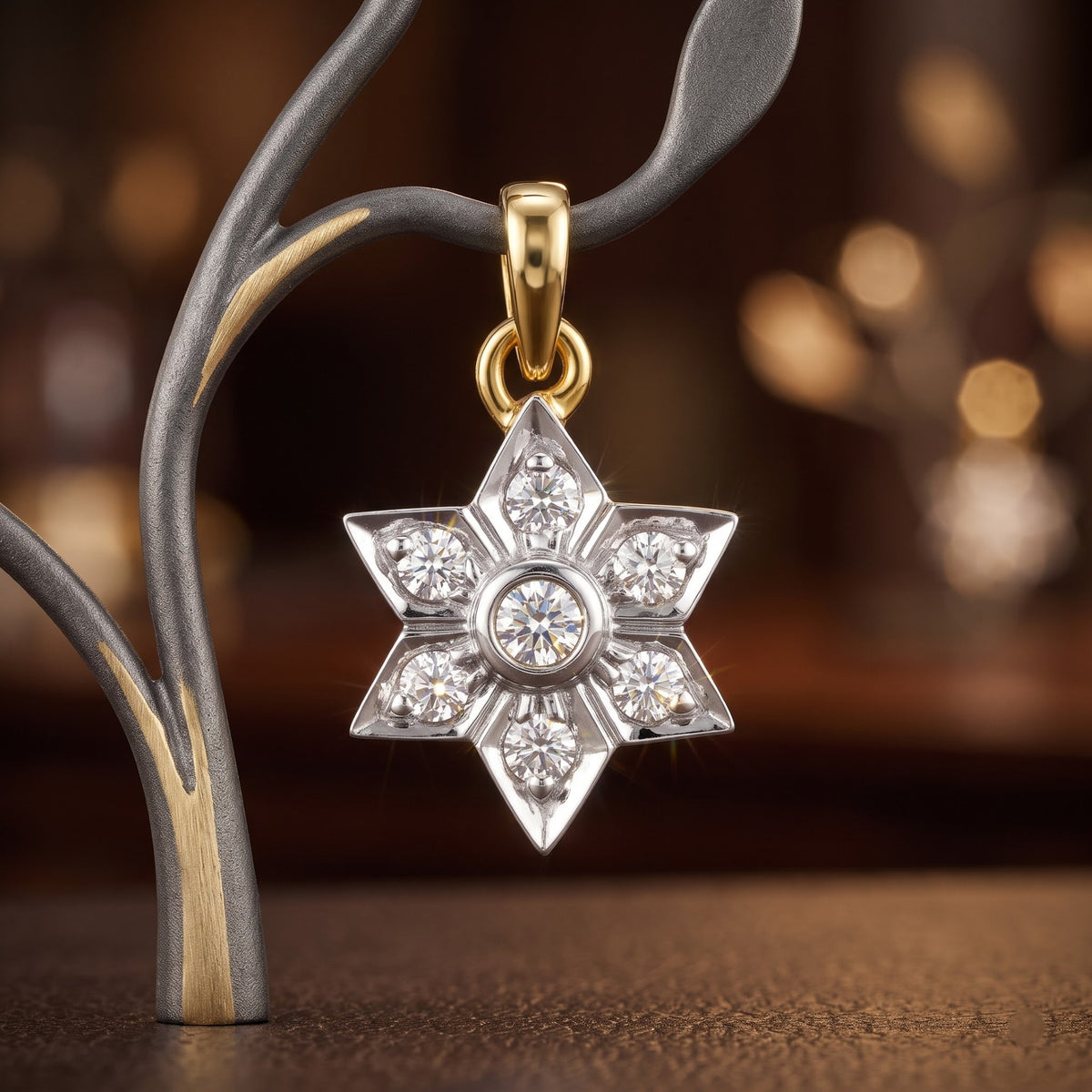 Sunlit Flora Star Lab Grown Diamond Pendant