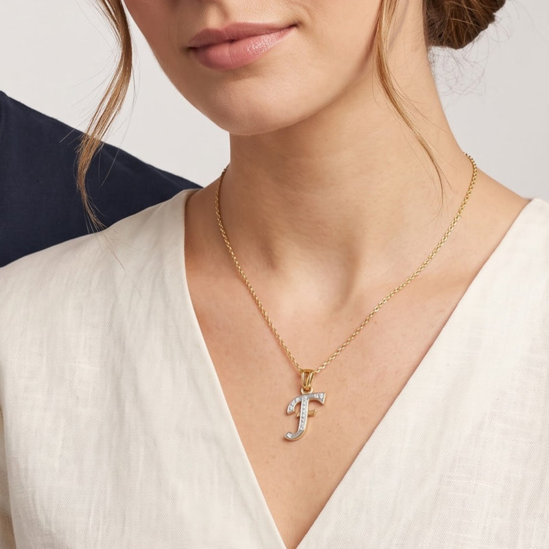 F-Initial Lab Grown Diamond Pendant