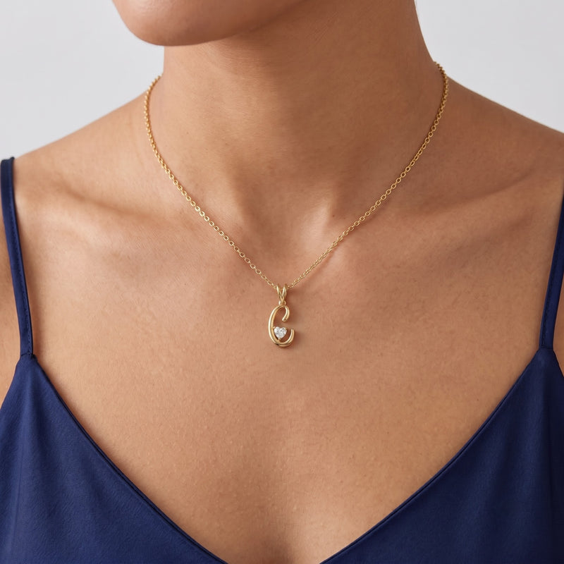 Cursive Charm Lab Grown Diamond Pendant