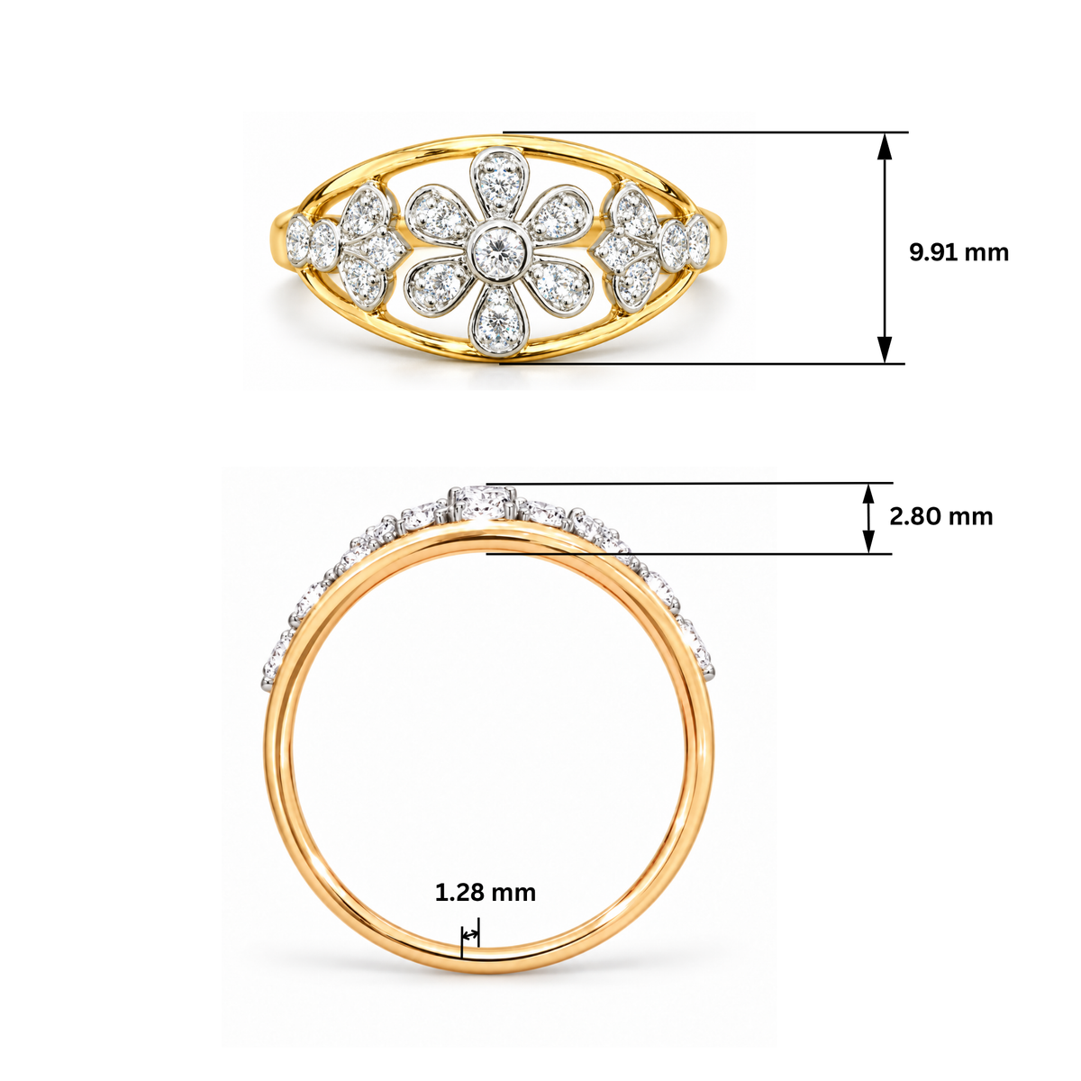 Floral Medallion Lab Grown Diamond Ring
