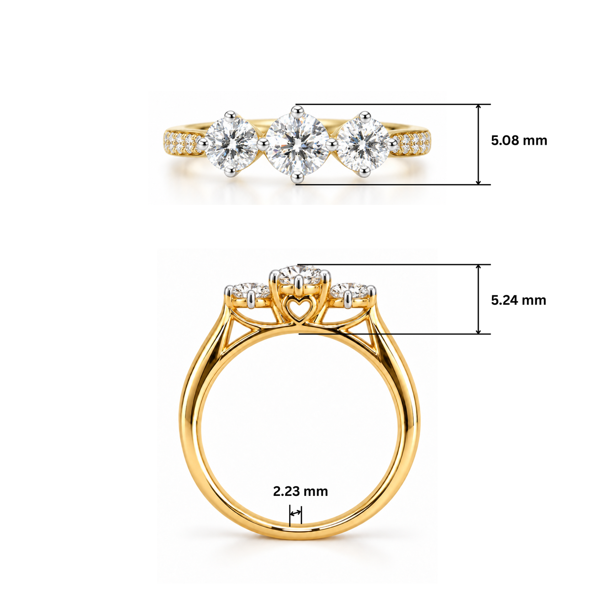 Sunlit Trinity Lab Grown Diamond Ring