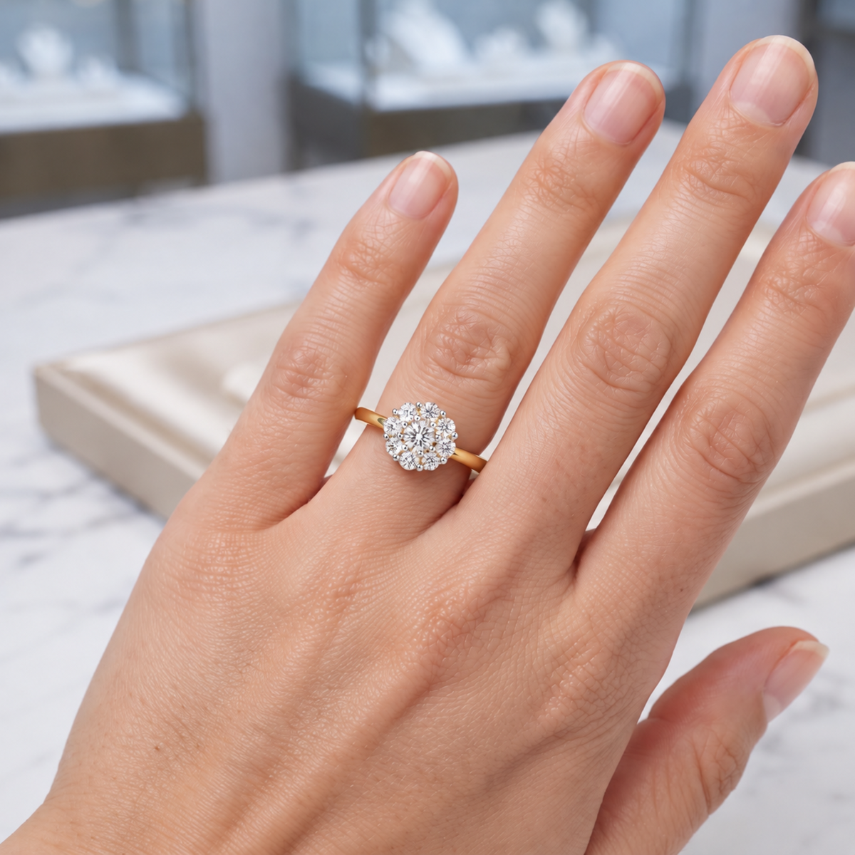 Cluster Enclave Lab Grown Diamond Ring