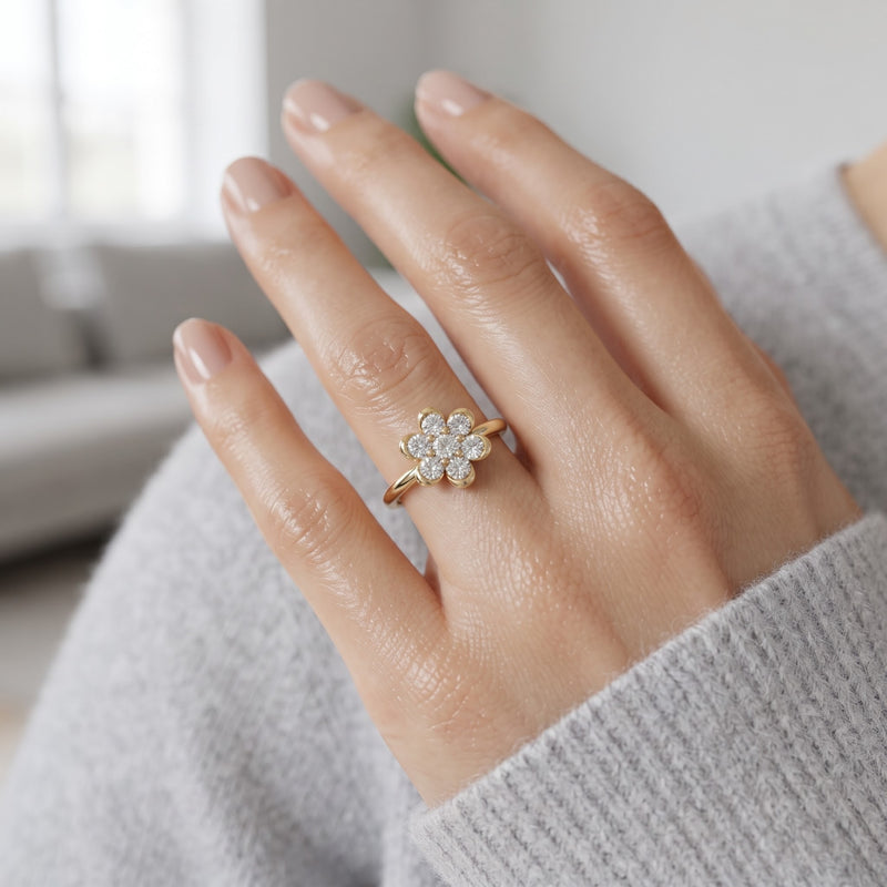 Radiant Floral Lab Grown Diamond Ring