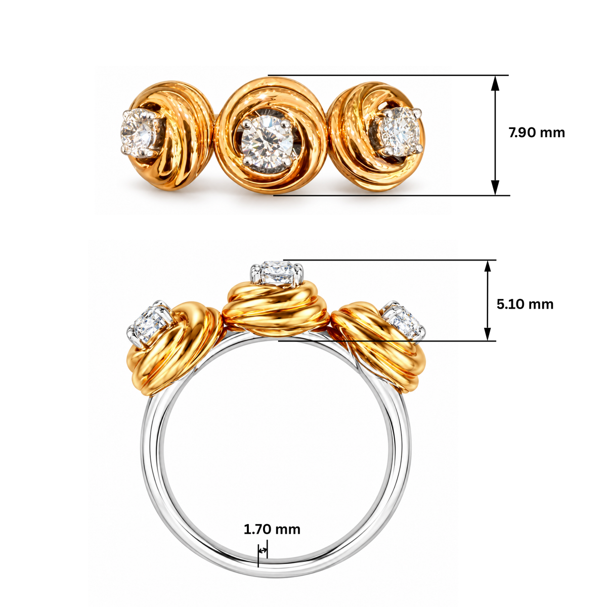 Helix Triad Lab Grown Diamond Ring
