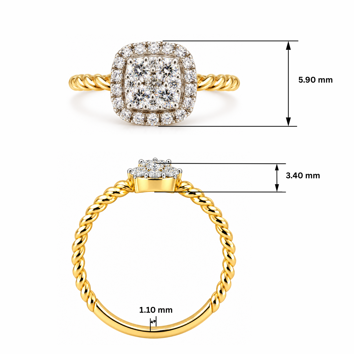 Quad Cluster Lab Grown Diamond Ring