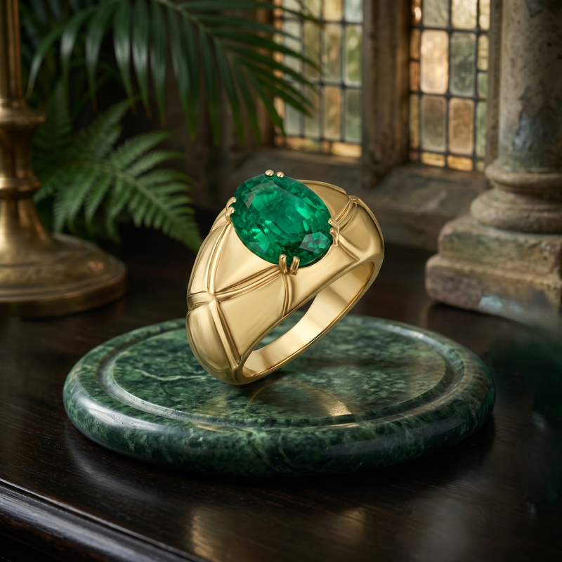 Emerald Lattice Lab Grown Gemstone Ring