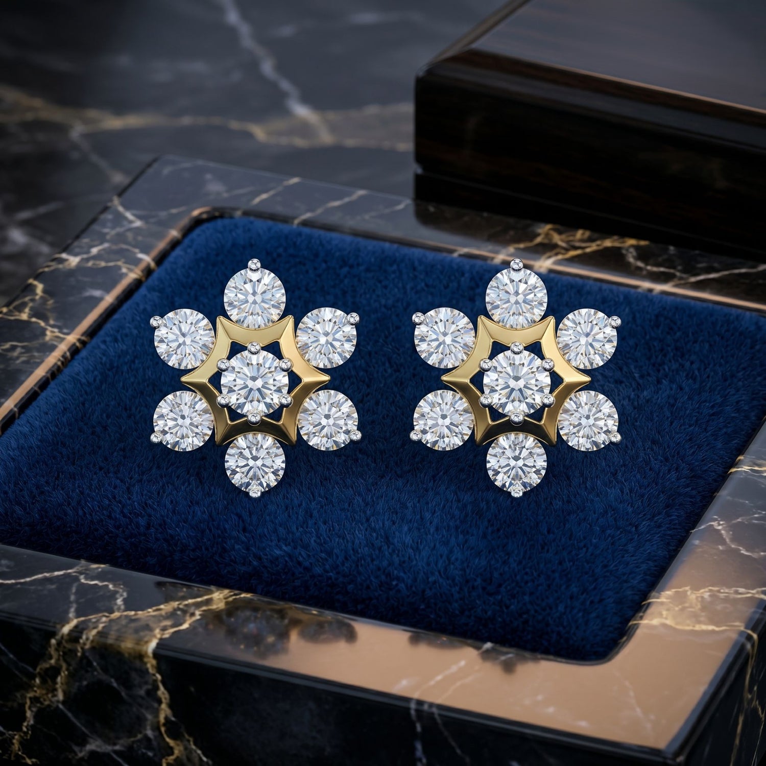 Golden Flower Lab Grown Diamond Earring