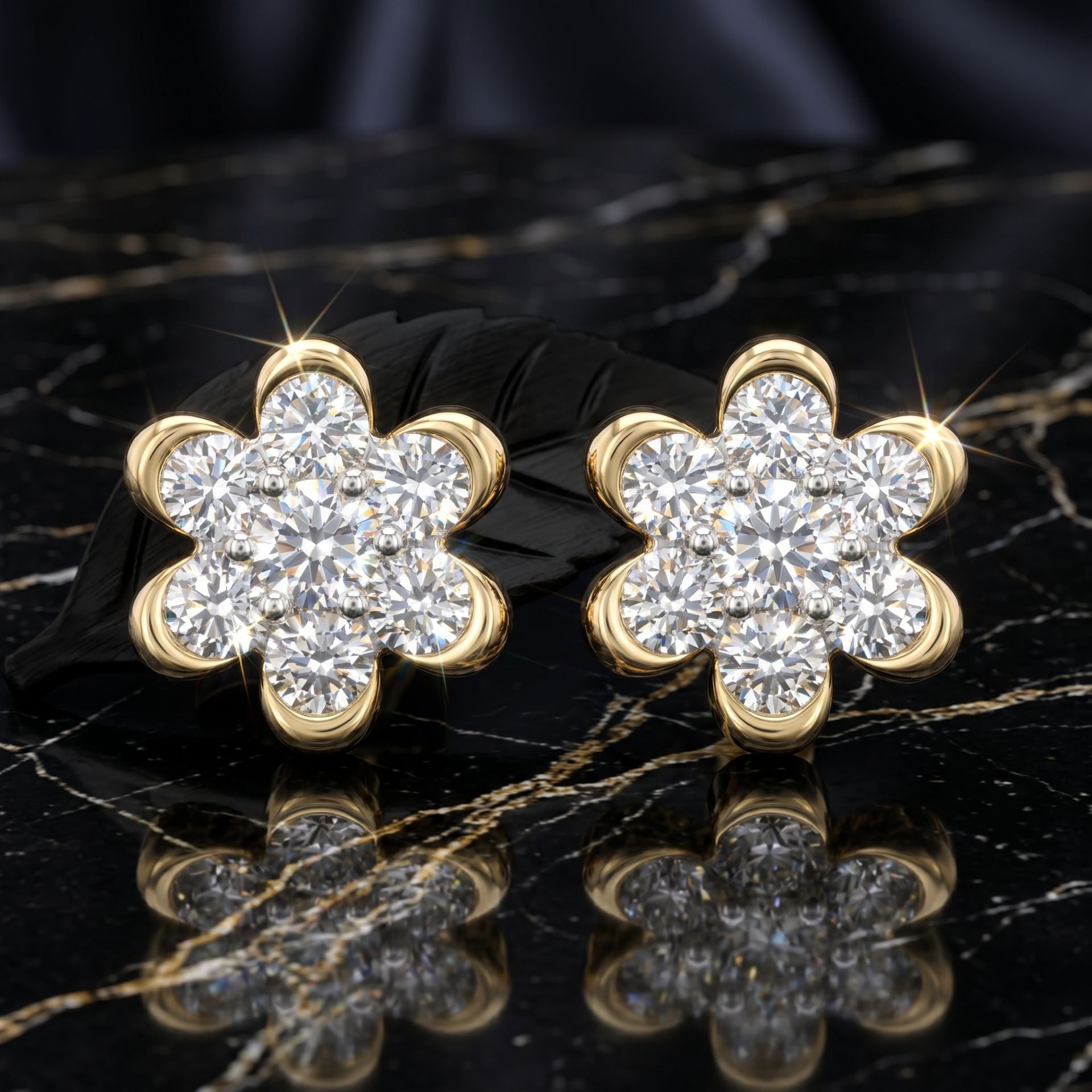 Golden Floret Lab Grown Diamond Earrings