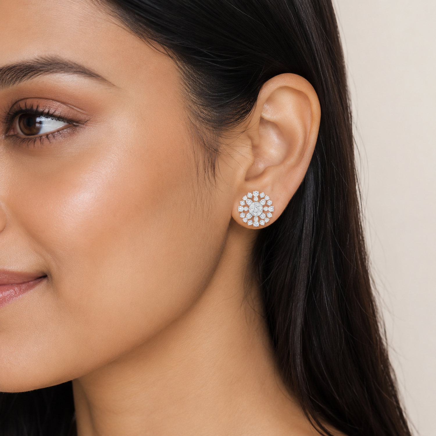 Concentric Lab Grown Diamond Flower Earrings