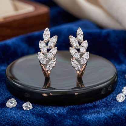 Glistening Frond Lab Grown Diamond Earrings