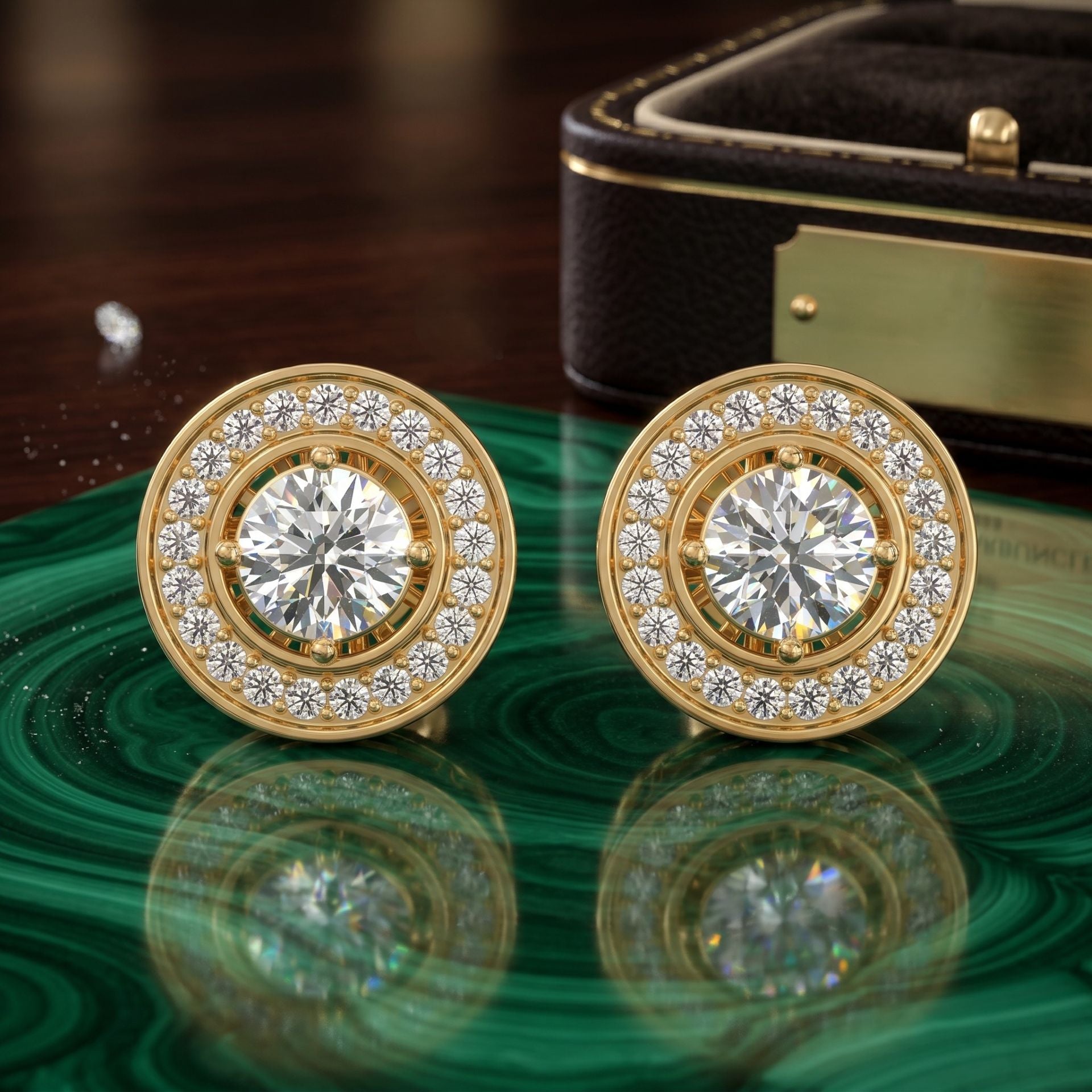 Eternal Radiance Halo Lab Grown Diamond Stud Earrings