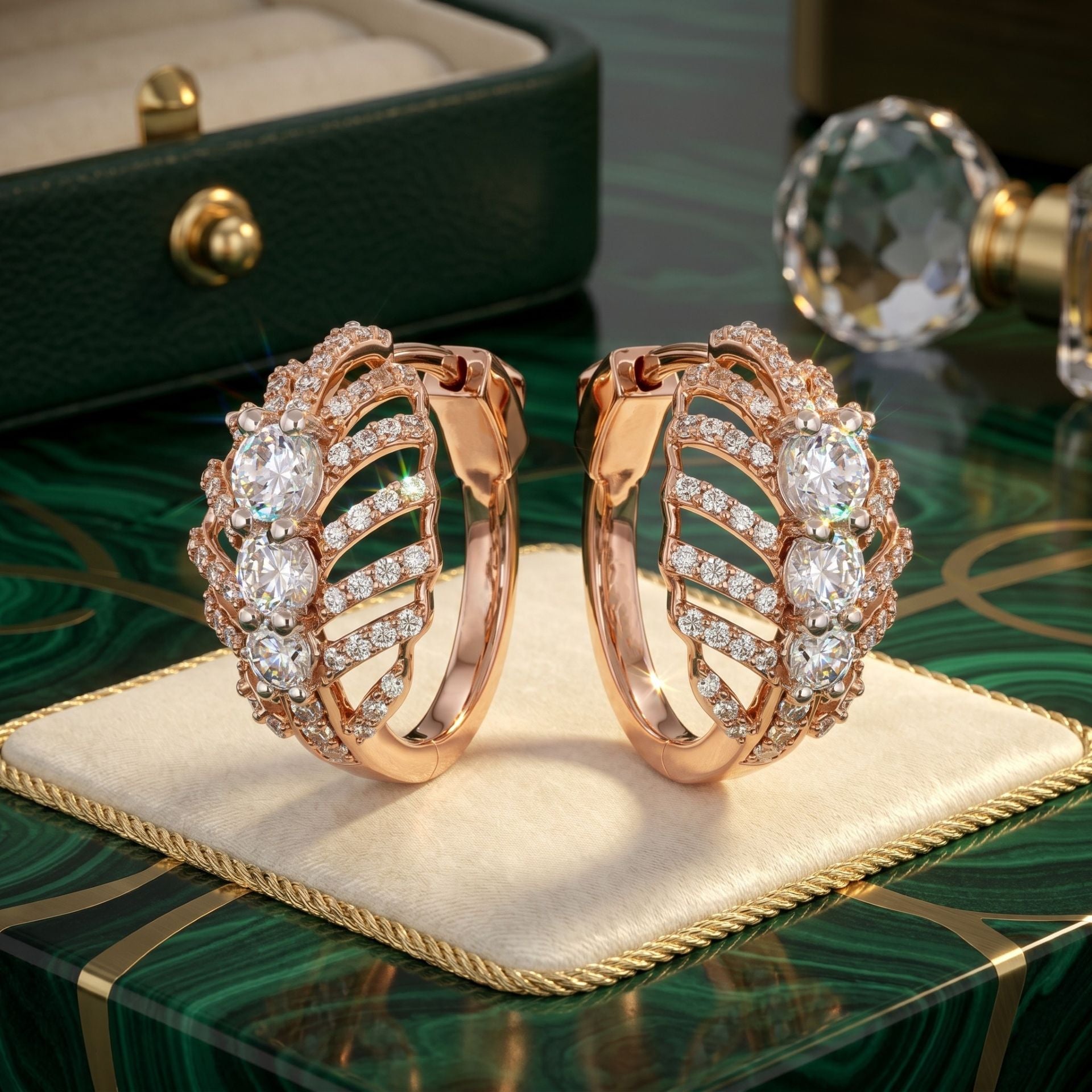 Layered Leaf Lab Grown Diamond Earrings