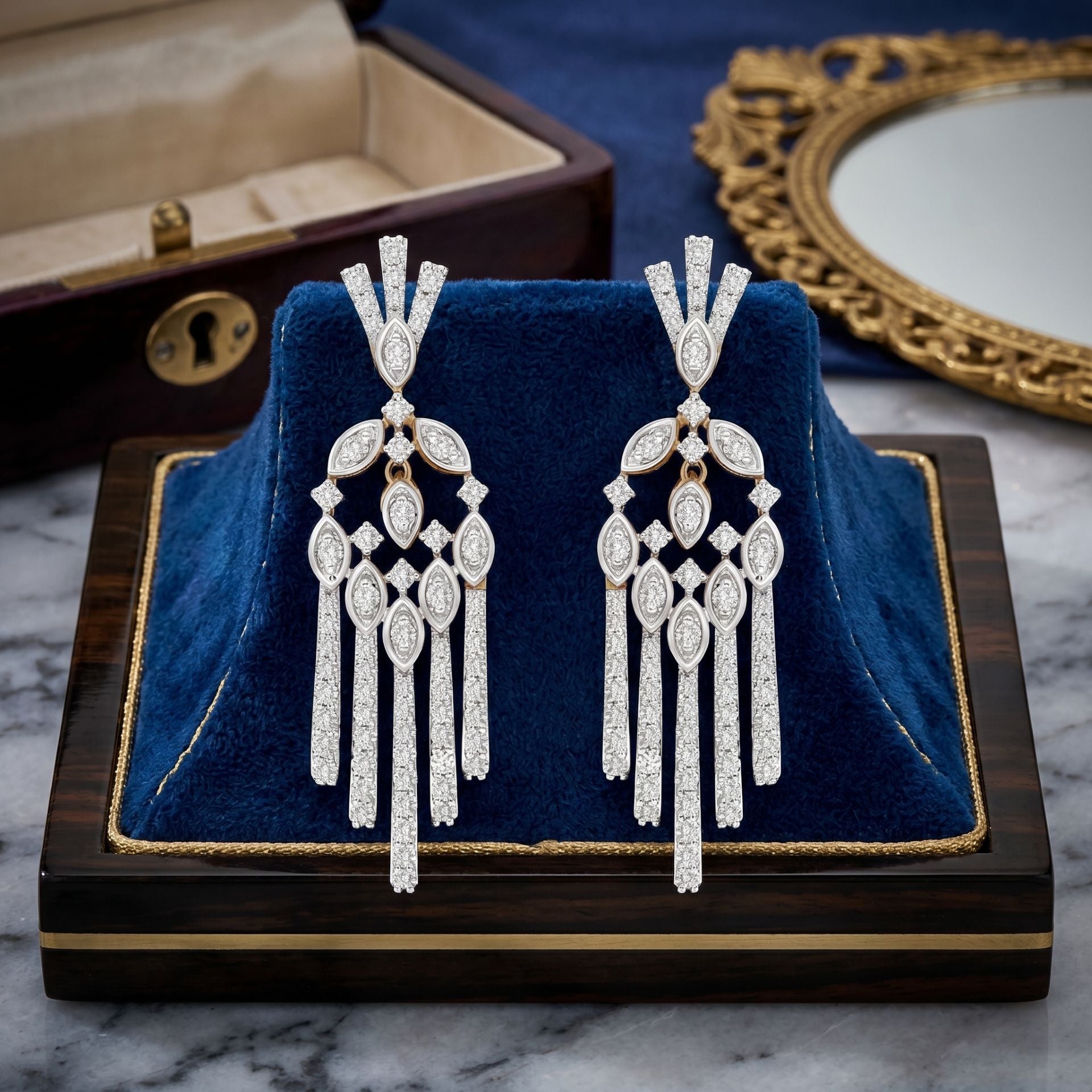 Deco Cascade Lab Grown Diamond Chandelier Earrings