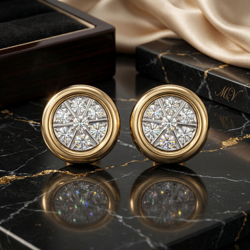 Button Brilliant Lab Grown Diamond Earrings