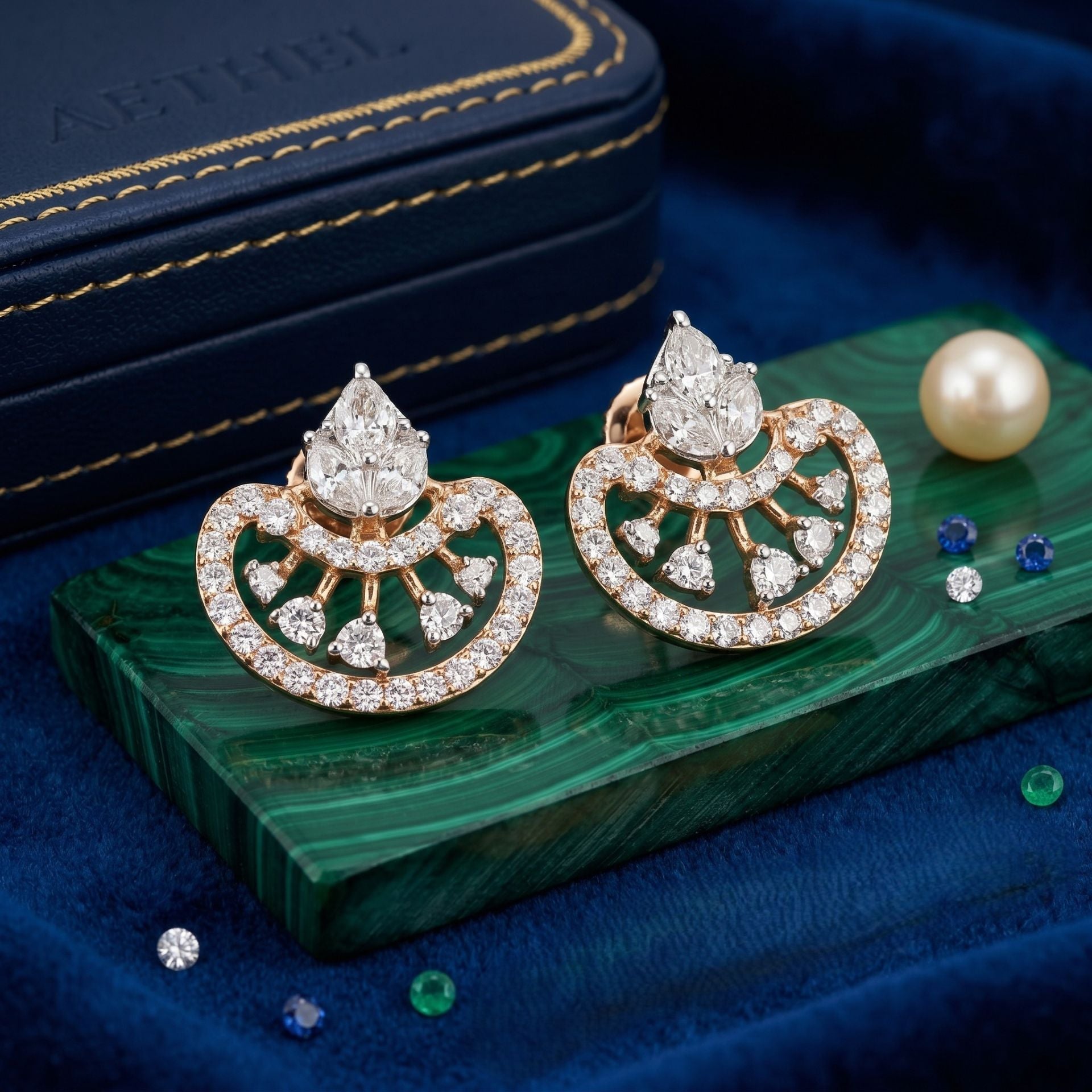 Mayura Feather Lab Grown Diamond Earrings