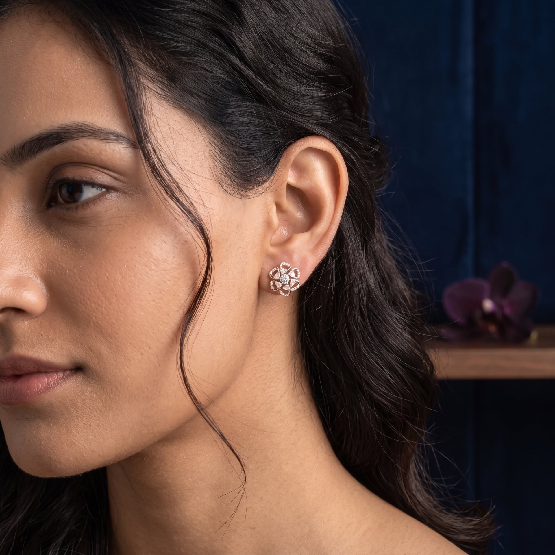 Floral Petal Lab Grown Diamond Earrings