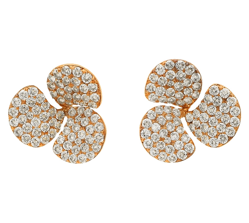 Glittered Trillium Lab Grown Diamond Earrings