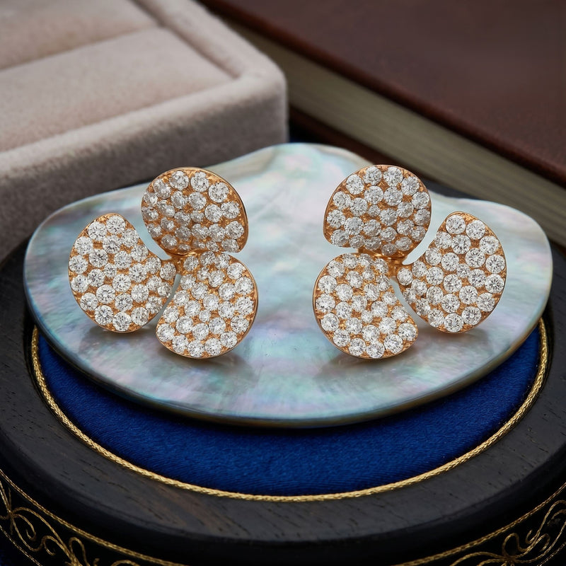 Glittered Trillium Lab Grown Diamond Earrings