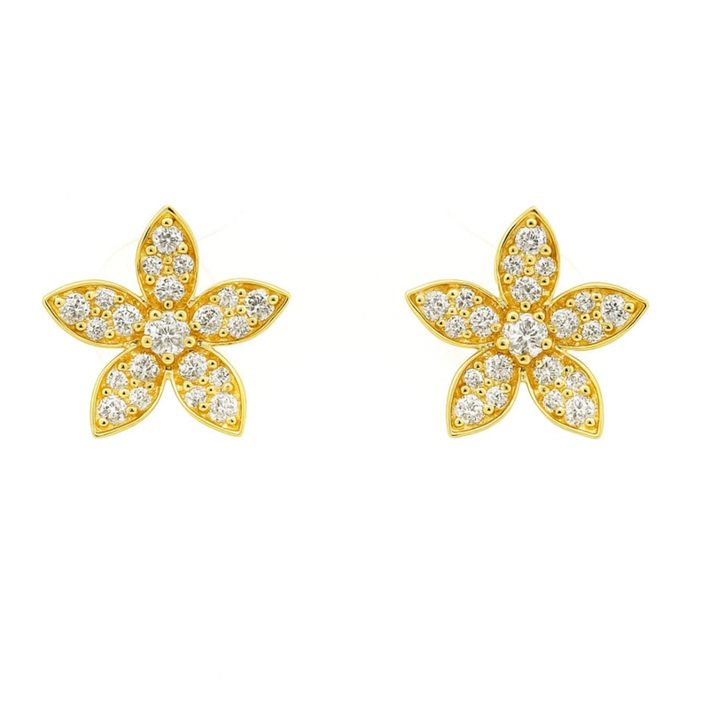 Golden Starflower Lab Grown Diamond Earrings