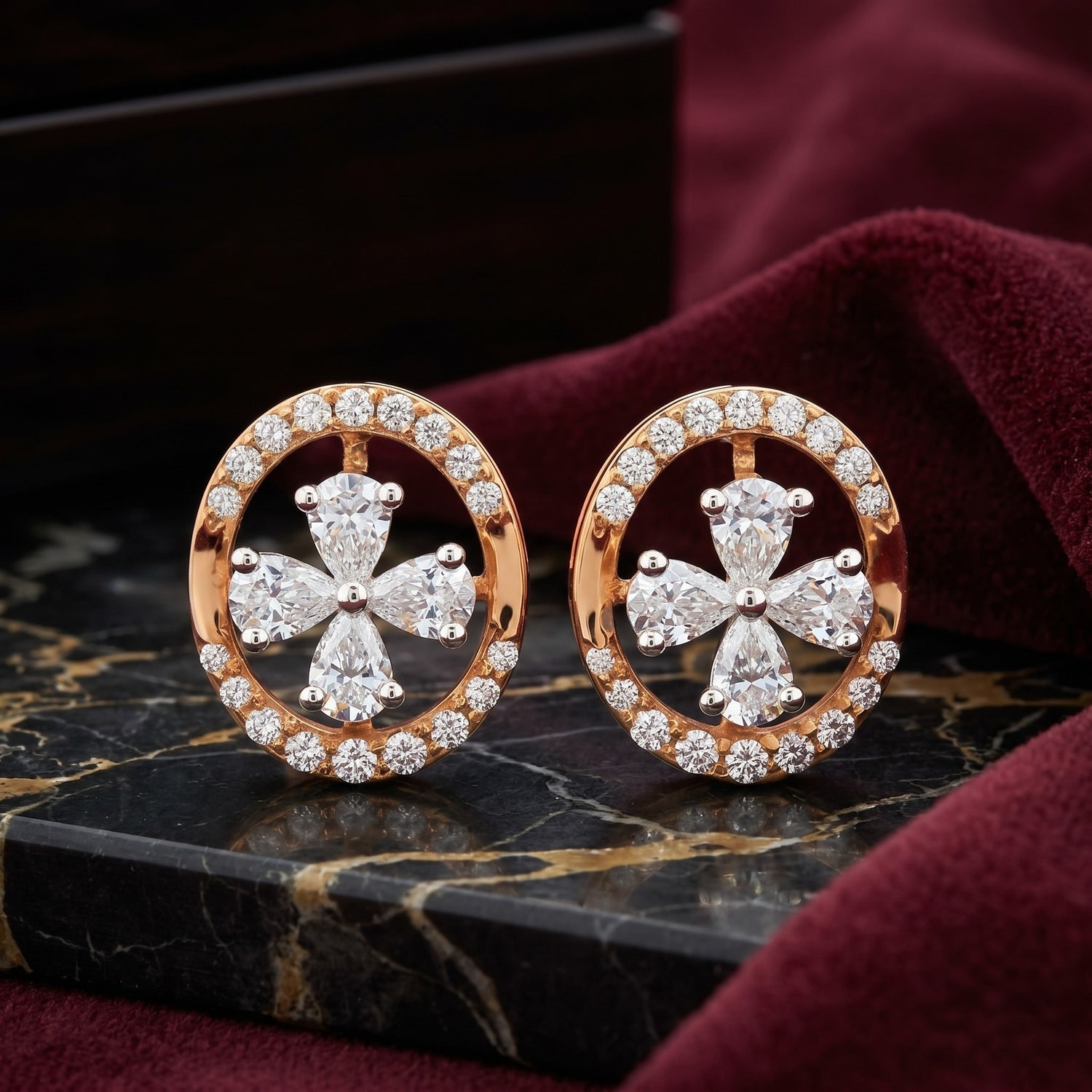 Crowned Cross Lab Grown Diamond Earrings