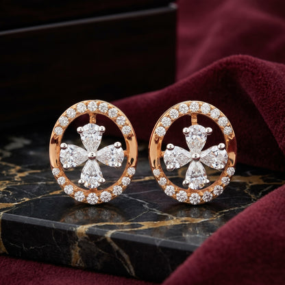 Crowned Cross Lab Grown Diamond Earrings