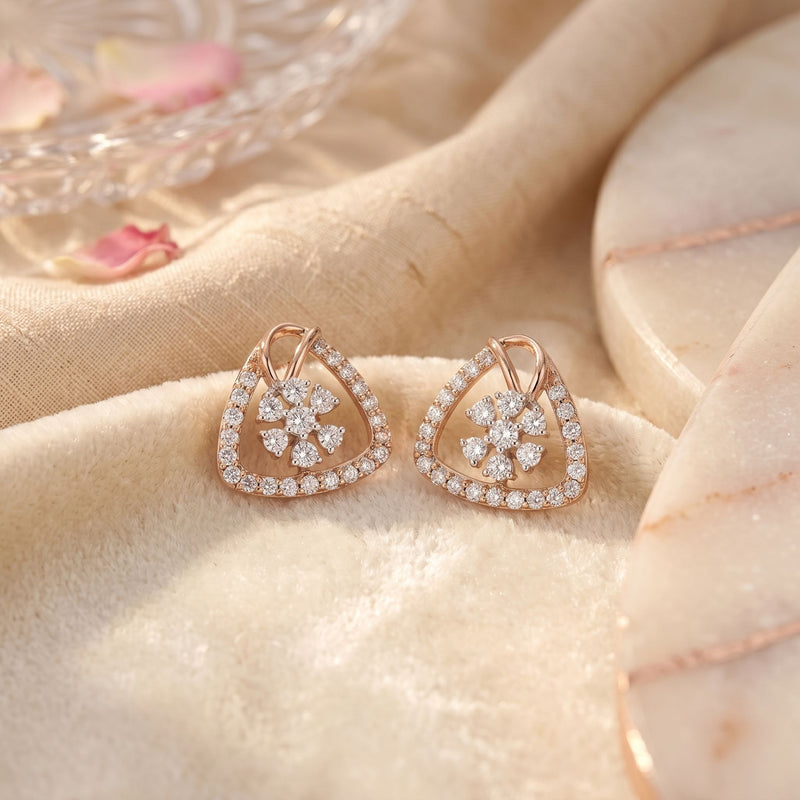 Triangle Bloom Lab Grown Diamond Earrings
