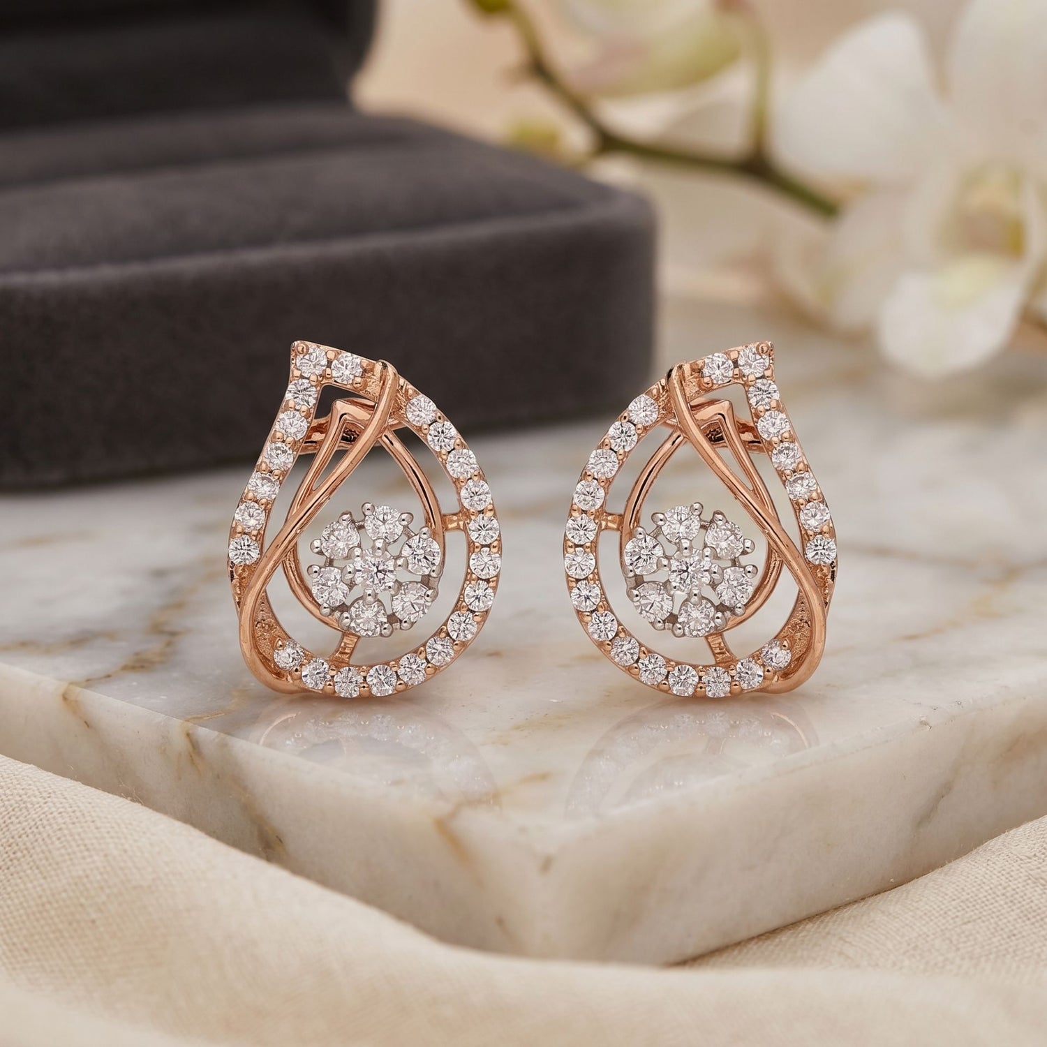 Swirling Halo Spark Lab Grown Diamond Earrings