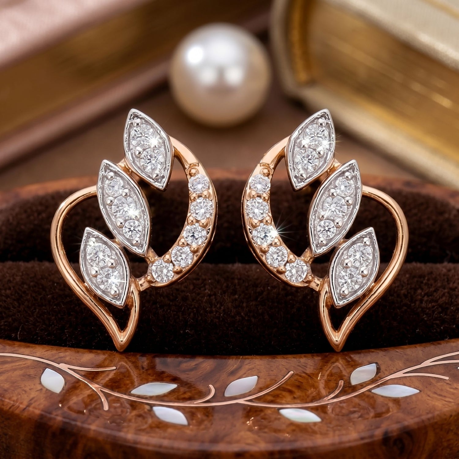 Leafy Radiance Lab Grown Diamond Earrings