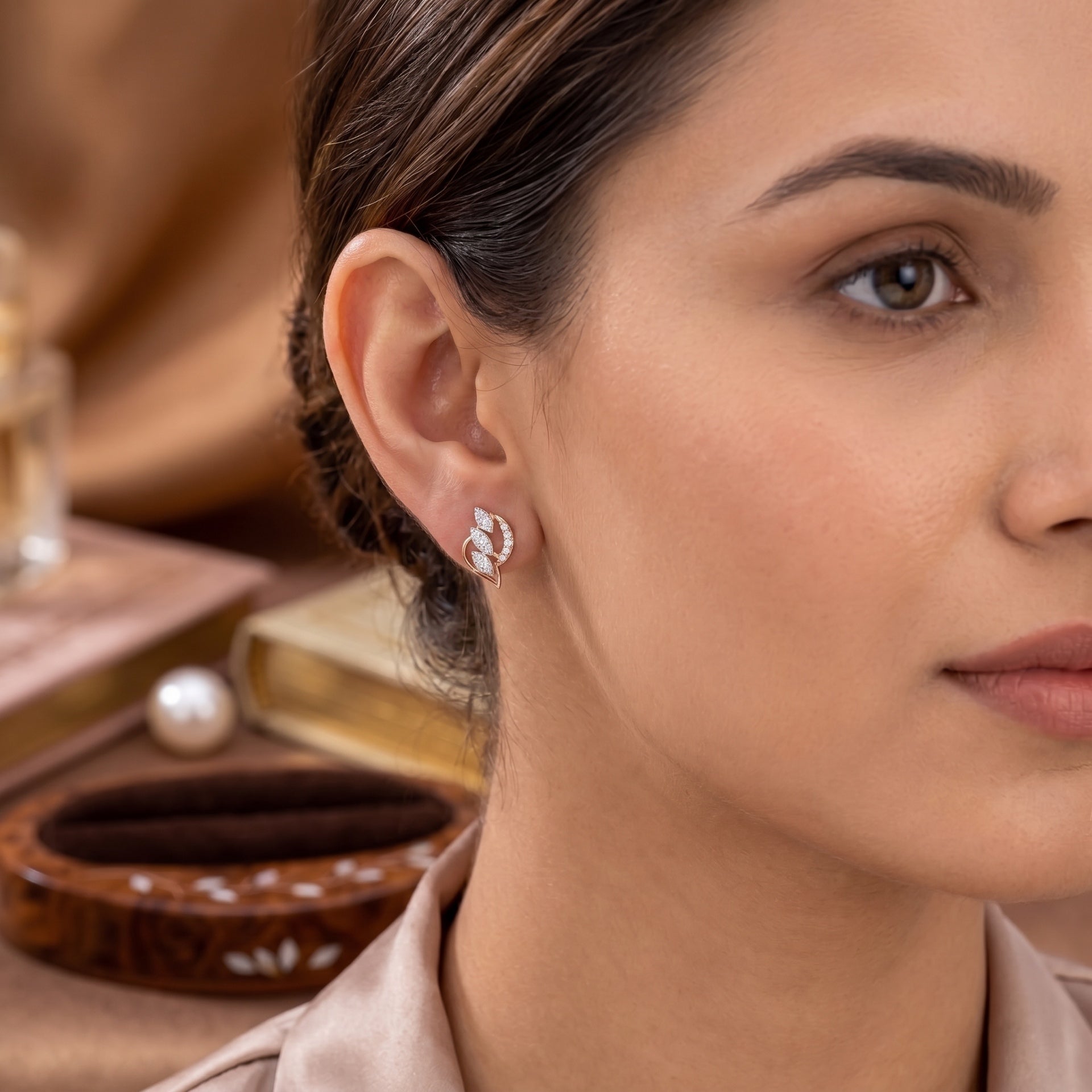Leafy Radiance Lab Grown Diamond Earrings