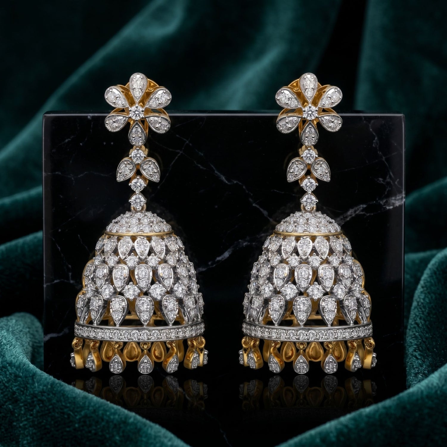 Maharani Lab Grown Diamond Jhumkas