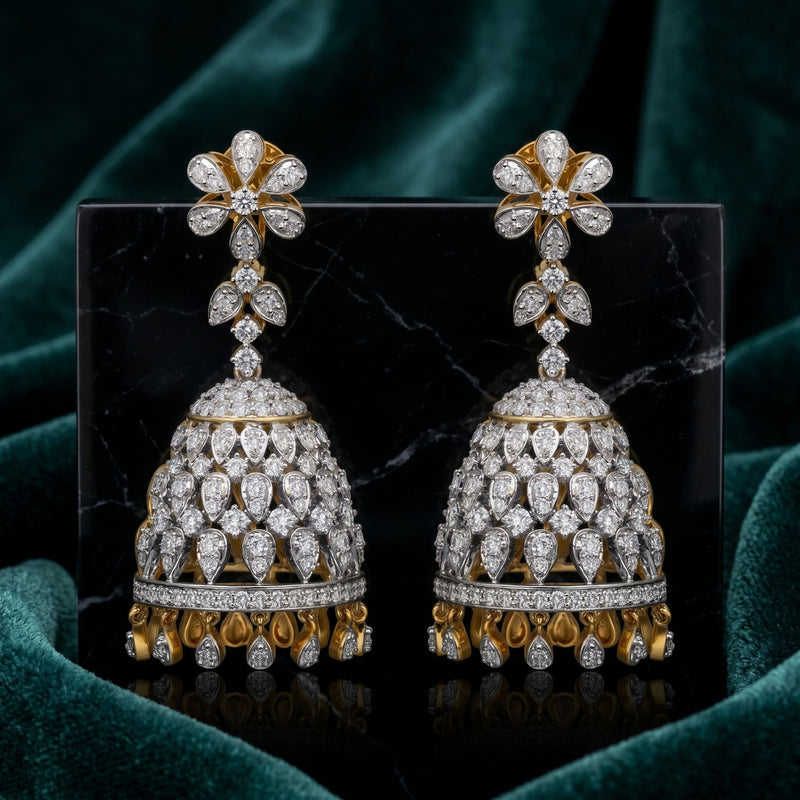 Maharani Lab Grown Diamond Jhumkas