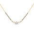 A gold chain necklace featuring a black bead-mannequin style design with a central gold and silver-toned winged pendant set with small clear stones, shown on a plain white background.