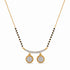 Gold-tone necklace with a black bead chain, a curved pavé bar, and two round drop earrings with clear stones, shown on a white background.